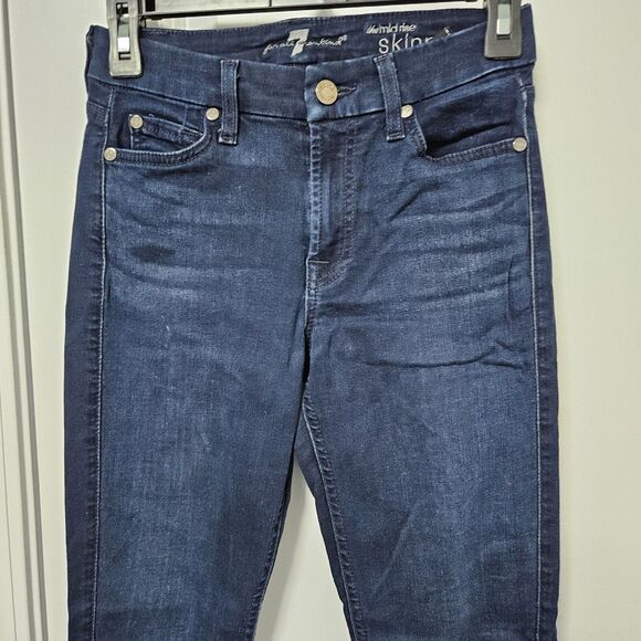 7 For All Mankind The Skinny Jeans Women's 25 (26x28.5) Mid-Rise Dark Wash EUC - Picture 4 of 9